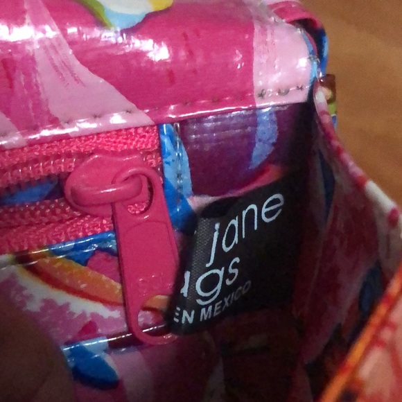 Mary Jane Bags Oilcloth Bag Clutch 3D Bow Detail Floral Fuchsia Wristlet - Picture 14 of 14